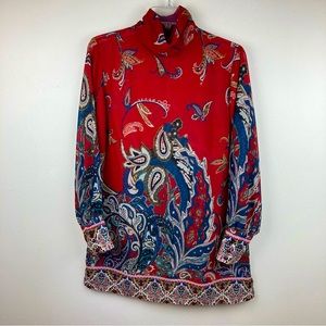 Soft Surroundings sheer paisley print high neck blouse size size small